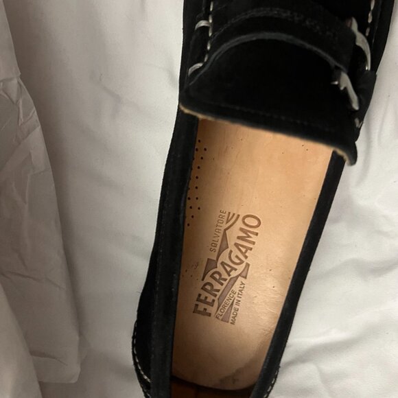 MEN'S SALVATORE FERRAGAMO BLACK SUEDE DRIVERS SIZE US 11 DUBLO 2 NERO BUC SUEDE - Picture 3 of 15